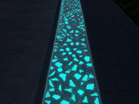 Stack of self-luminous ceramic tiles used in public spaces